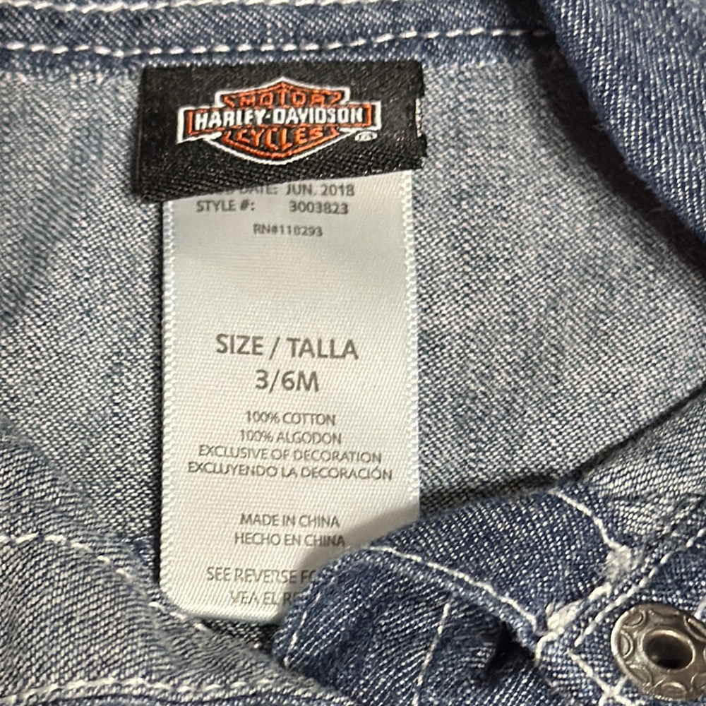 Harley-Davidson Infant Blue Denim Romper - Picture 3 of 5